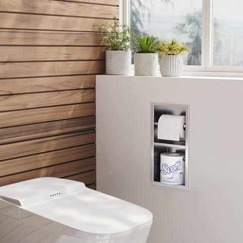 Neodrain Brushed Recessed Toilet Paper Holder,Dual Rolls - color: Brushed, size: 6X12In