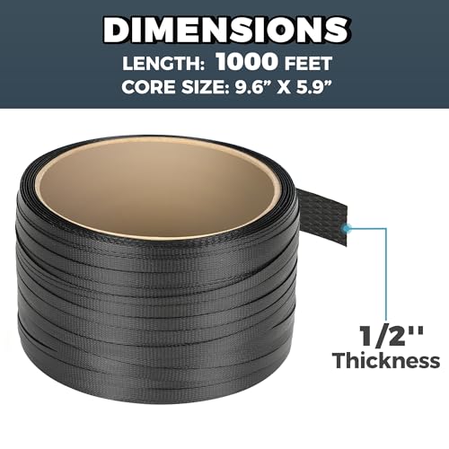 PP Strapping Banding Roll - 1000ft x ½’’ Standard PP Strappings Roll - Banding & Pallet Strap Kit - 400lb Break Strength - Includes Strapping Rolls & Self-Dispensing Box