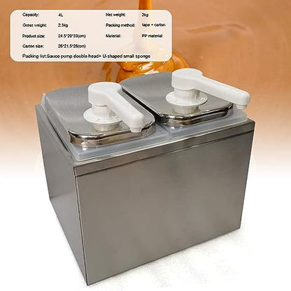 Sauce Dispenser Pump, Stainless Sauce Station Condiment Pump Station Ketchup Dressing BBQ Sauce Pumps Dispenser for Buffet, Restaurant, Cake Room, Coffee Shop Equipment (2 Head) - size: 2 Head