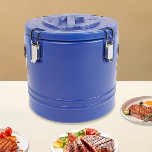 Insulated Food Carrier Insulated Soup Container 20L/5.3Gal Commercial Food Warmer Hot Box for Hot Cold Food Insulation Barrel Cooler Stainless Steel Lining w/Dust Cover for Restaurant Canteen - color: 20L-Blue