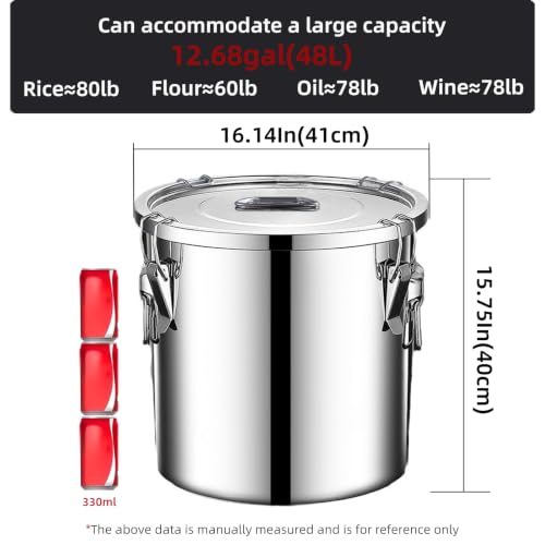 Stainless Steel Airtight Food Storage container with Lid for Pantry Kitchen - size: 12.68gal