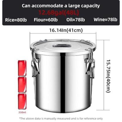 Stainless Steel Airtight Food Storage container with Lid for Pantry Kitchen - size: 12.68gal