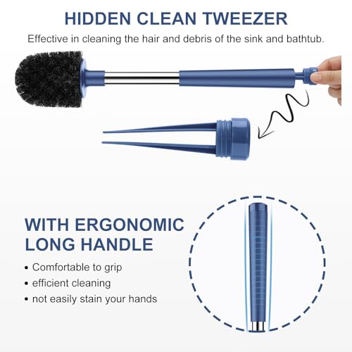 SetSail Toilet Brush and Holder 3 Pack, Self Closing Lid Toilet Bowl Brushes Holder Extra Long Handle Ventilated Toilet Brush Set for Bathroom Cleaning, Nylon Bristles, Dark & Blue - color: Dark Blue, size: 3 packs