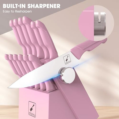 imarku 14-Piece Kitchen Knife Set, High-Carbon Stainless Steel,Pink - color: Pink, size: 14 Pcs