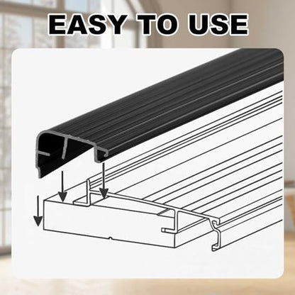 2 Pcs 48" L Fixed Vinyl Sill Threshold Cap 1-1/4 Inches High, Black - color: Black, size: 1-1/4,48 Inch