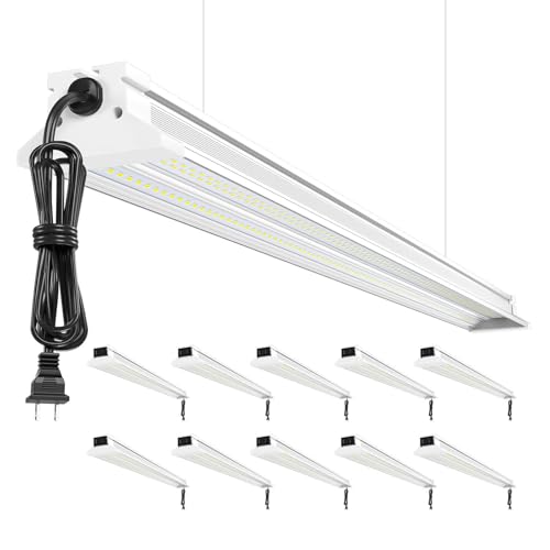 Super Bright Upgrade 60W 4' LED Shop Lights 4FT 10 Pack Linkable 9000LM - size: 4FT-10PACK
