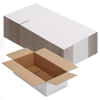 Shipping Boxes 10X6X4 Set of 25, White Corrugated Cardboard Box for Mailing Business Packaging - size: 10X6X4 Inches