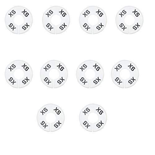 10 Pc XS X-Small White Round Clothing Rack Size Dividers Plastic Hangers Ring