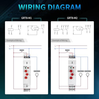 Multifunction Time Relay 16A Delay ON Off Time Relay GRT8-M1 AC230V - size: GRT8-M1 AC 230V