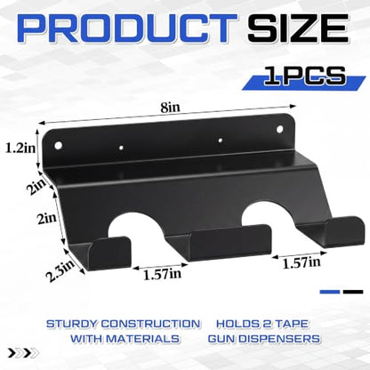 Pelopy Aluminum Wall Mount Tape Gun Holder Dispenser, Black, 2 Roll Holder - color: Black, size: 2 Roll Holder