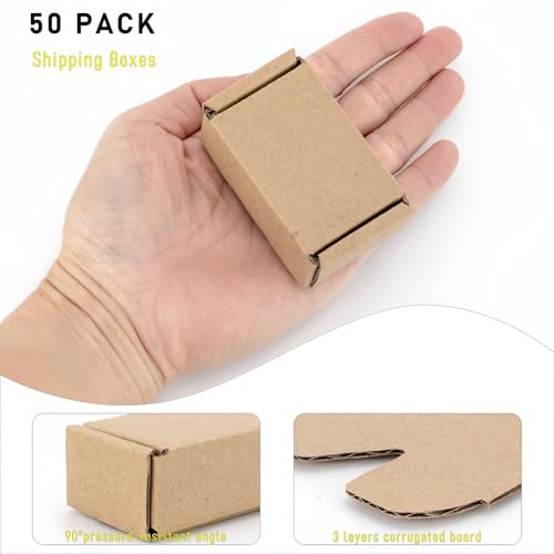 Ellbest 50Pcs 2.8x1.6x1.1" Kraft Cardboard Boxes, Brown - size: 2.8 x 1.6 x 1.1 inches