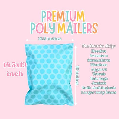 14.5x19 Designer Poly Mailer 100 Pack Heavy Duty Polymailers Waterproof Self Seal Shipping Bags Packaging for Small Business Large Mailing Envelopes Bulk Tear Resistant Packaging Retro DOT - color: Retro DOT, size: 14.5x19