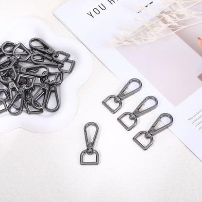 20 Pcs Metal D Ring Swivel Lobster Claw Clasp Snap Hooks Purse Hardware - color: Black, size: 1/2 Inch