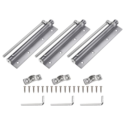 uxcell 3 Pcs 195mm/7.68" Spring Door Closer, Stainless Steel Automatic Door Closers with Adjustable Closing Speed for Home Self-Closing 5kg Door, Silver Tone - color: Silver Tone, size: 195mm