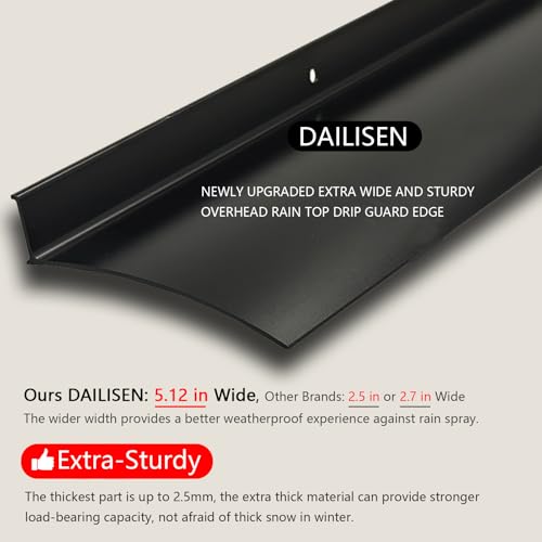 Aluminum Door Rain Drip Guard,Drip Edge for Exterior Doors Window Top - color: Black, size: 55.1×5.12 in 2pc -A