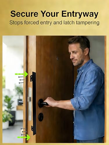 Heavy Duty Door Latch Guard-11" Stainless Steel Door Security Plate(Black) - size: 11“
