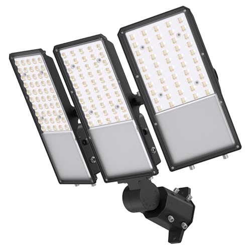 300W Upgraded LED Parking Lot Light with Photocell 45000lm 5000K, ETL, IP66 Waterproof Adjustable 3-Head Commercial Lighting Outdoor, Pole Mount, Flood Lights for Roadways, Driveways - color: pole, size: 300W