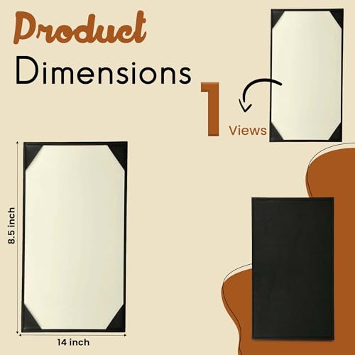 Prestine Menu Covers Made of Premium Faux Leather (10-Pack) - 8.5" x 14" - 1 View - Black - Restaurant Menu - Wine List - Bar Menu - size: 8.5”x14” - 1 View