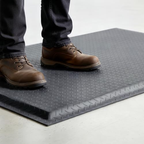 Nisorpa Anti Fatigue Mats Industrial 3' x 5' Ergonomic Standing Mat 15/16" Extra Thick Heavy Duty Commercial Diamond Plate Support Shop Floor Mat for Leg & Back Pain,Grey - size: 3' x 5'