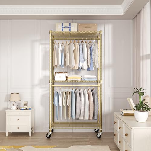 FUTASSI P1 Medium Heavy-Duty Portable Closet, 30" W x 14" D x 76" H, Gold - color: Gold, size: P1 Medium
