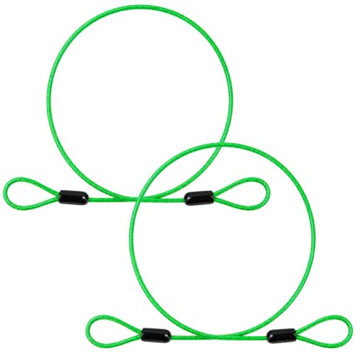 1/8" (3mm) Security Cable Lock 2-Pack, 0.5m Braided Steel Anti-Theft Cable, Portable Wire Rope for Luggage, Backpack, Bike & Travel Gear (Green) - size: 0.5M