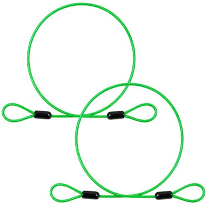 1/8" (3mm) Security Cable Lock 2-Pack, 0.5m Braided Steel Anti-Theft Cable, Portable Wire Rope for Luggage, Backpack, Bike & Travel Gear (Green) - size: 0.5M