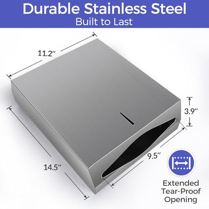 Stardrix Paper Towel Dispenser Wall Mount, Brushed Stainless Steel Commercial Paper Towel Holder with Lock, Large Capacity 400 C Fold/525 Multifold Towels (Pack of 8) - color: Brushed, size: 400 C Fold/525 Multi-Fold with Lock (Pack of 8)
