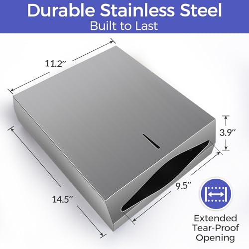 Stardrix Knob Latch (No Key Lock) Paper Towel Dispenser, Wall-Mount, Brushed Stainless Steel, Commercial Large Capacity, Fits 400 C-Fold / 525 Multi-Fold Towels - color: Brushed, size: 400 C Fold/525 Multi-Fold with Knob Latch