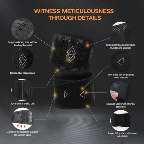 Back Brace for Lower Back Pain Women Men - 10x Maximum Compression and Adjustable - Lumbar Support Belt with 3D Pad - Ergonomic and Breathable 3D Material - for Herniated Disc,Sciatica (XXL) - size: XXL