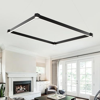 WELAKl Black Modern Square Chandelier, Square Ceiling Light Fixture - size: 1-Light