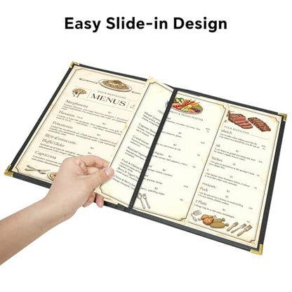 10Pcs Green PVC Clear Menu Covers 8.5x11, Bifold, 2 Page 4 View - color: green, size: 2 Pages - 8.5" x 11"