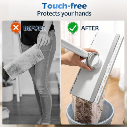 Masthome Hands Free Snap Grip Clamp Flat Mop. Includes 2 Microfiber Cloths - color: Large White Orange