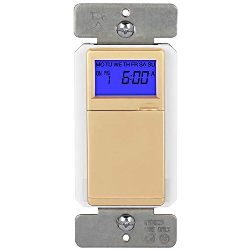 TOPGREENER Digital Astronomic Timer Switch, 7-Day Programmable Sunrise Sunset, Single Pole or 3-Way, Neutral Wire Required, 120VAC, UL Listed, TGT01-H-GD, Gold - color: Gold, size: Old Version