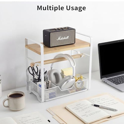 Label Holder for Thermal Printer - Sticker Roll Dispenser - Shipping Lable Holder for Rolls and FanFold Labels - Thermal Printer Stand for Home, Office, Small Business (Bamboo-White) - color: White