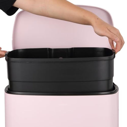 happimess Connor 2-Piece Iron Trash Can, Blush Pink - color: Blush Pink