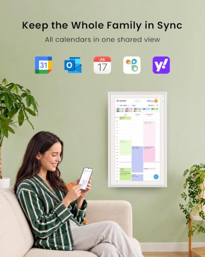 Apolosign 21.5-inch Digital Calendar, No-Subscription, Smart Wall Planner with Calendar Sync, Chore Chart, Meal, Apps & Dashboard, Electronic Touchscreen Display for Family Schedules, Dual Mode (White) - color: White