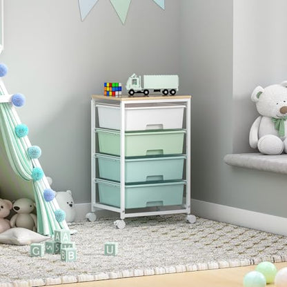 SYKIARIOL Rolling Cart with Drawers, 4-Drawer Utility Cart, Green - color: Green