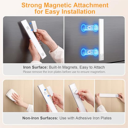 Gritin 10.2inch Under Cabinet Lighting Rechargeable 2 Pack - color: Silver, size: 10.2 inch
