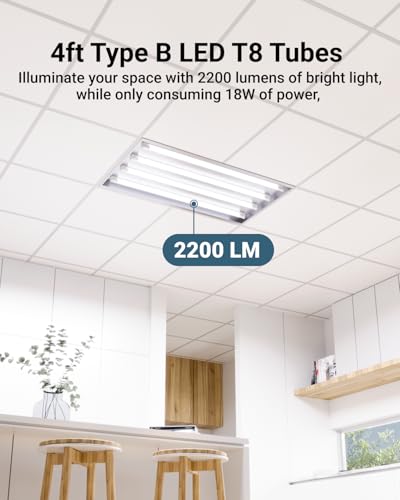 Sunco 10 Pack 4 Foot T8 LED Tube Light Bulbs, 18W, 6000K, Ballast Bypass - size: 10 Count (Pack of 1)