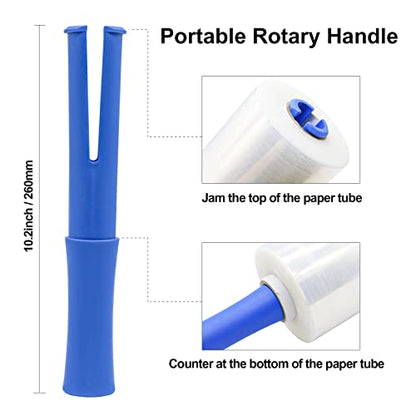 BOMEI PACK 2Pack Industrial Mini Clear Stretch Wrap Film, 5inch x 1100ft for Pallet Wrap with Plastic Handle, Heavy Duty Shrink Film for Packing, Moving, Packaging, 80 Gauge