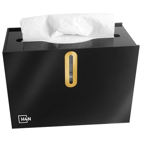 H4N Multifold Paper Towel Dispenser Countertop - Commercial Single Sheet Hand Towel Holder, Compact Acrylic Design for Home, Office, Restaurant Bathrooms - Black - color: Black