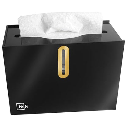 H4N Multifold Paper Towel Dispenser Countertop - Commercial Single Sheet Hand Towel Holder, Compact Acrylic Design for Home, Office, Restaurant Bathrooms - Black - color: Black