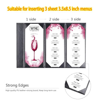 Table Tent Triangle 3 View Menu Covers, Leather Menu Holder with Angled Corners for Restaurant, Cafes, Bars (1 Pack / 9'' × 4'' inch) - size: 3.5x8.5 inch/1 pack