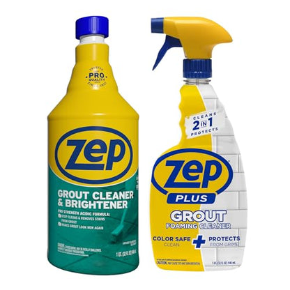 Zep Grout Cleaner and Brightener - ZU104632 - Deep Cleaning Formula Plus Grout Foaming Cleaner - R54212-2-in-1 benefits Deep Clean plus Everyday Clean & Protect