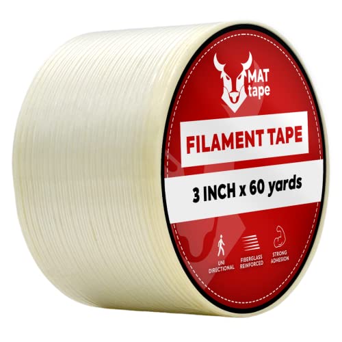 MAT Commodity Grade Fiberglass Reinforced Filament Strapping Tape - 3 in. Wide x 60 yds. (Pack of 1) Filaments Run Lengthwise - size: 1-Roll