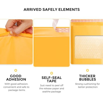 Fuxury Kraft Bubble Mailers 4x8" 400Pack Padded Envelopes Usable Size 4x7" - color: Yellow, size: 4x8" 400PC
