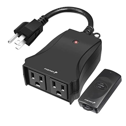 Fosmon Remote Control Outlet Waterproof Outdoor, Wireless Light Switch - color: 2 Grounded Outlet + 1 Remote