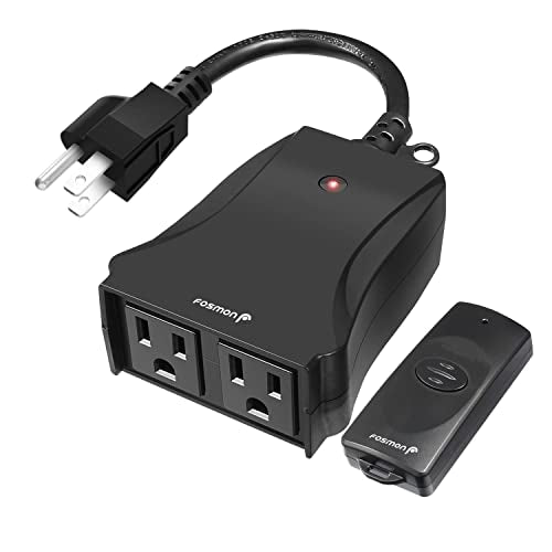 Fosmon Remote Control Outlet Waterproof Outdoor, Wireless Light Switch - color: 2 Grounded Outlet + 1 Remote