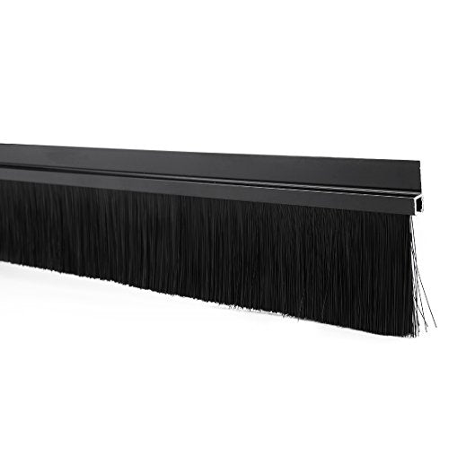uxcell Door Bottom Sweep H-Shape Aluminum Alloy Base with 2-inch Black Nylon Brush 39-inch x 2.8-inch - color: Black, size: 39.37" x 2"
