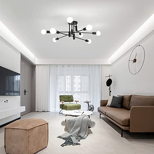 Garwarm Sputnik Ceiling Light Fixture, 8-Light Black Sputnik Chandelier - color: 8-Lights,Black-2